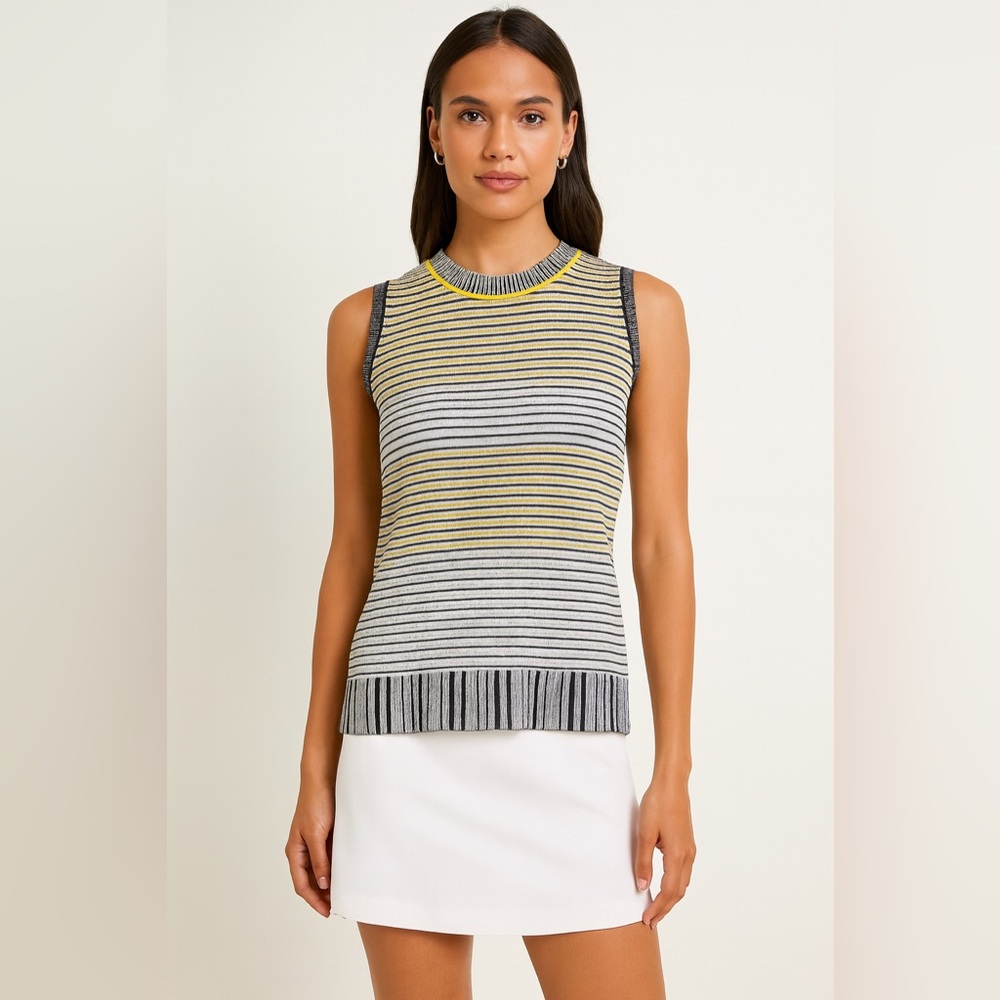 Proenza Schouler Yellow and Gray Striped Tank Top